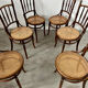 Lot 6 old vintage wooden bistro chairs brand Fischel early 20th century