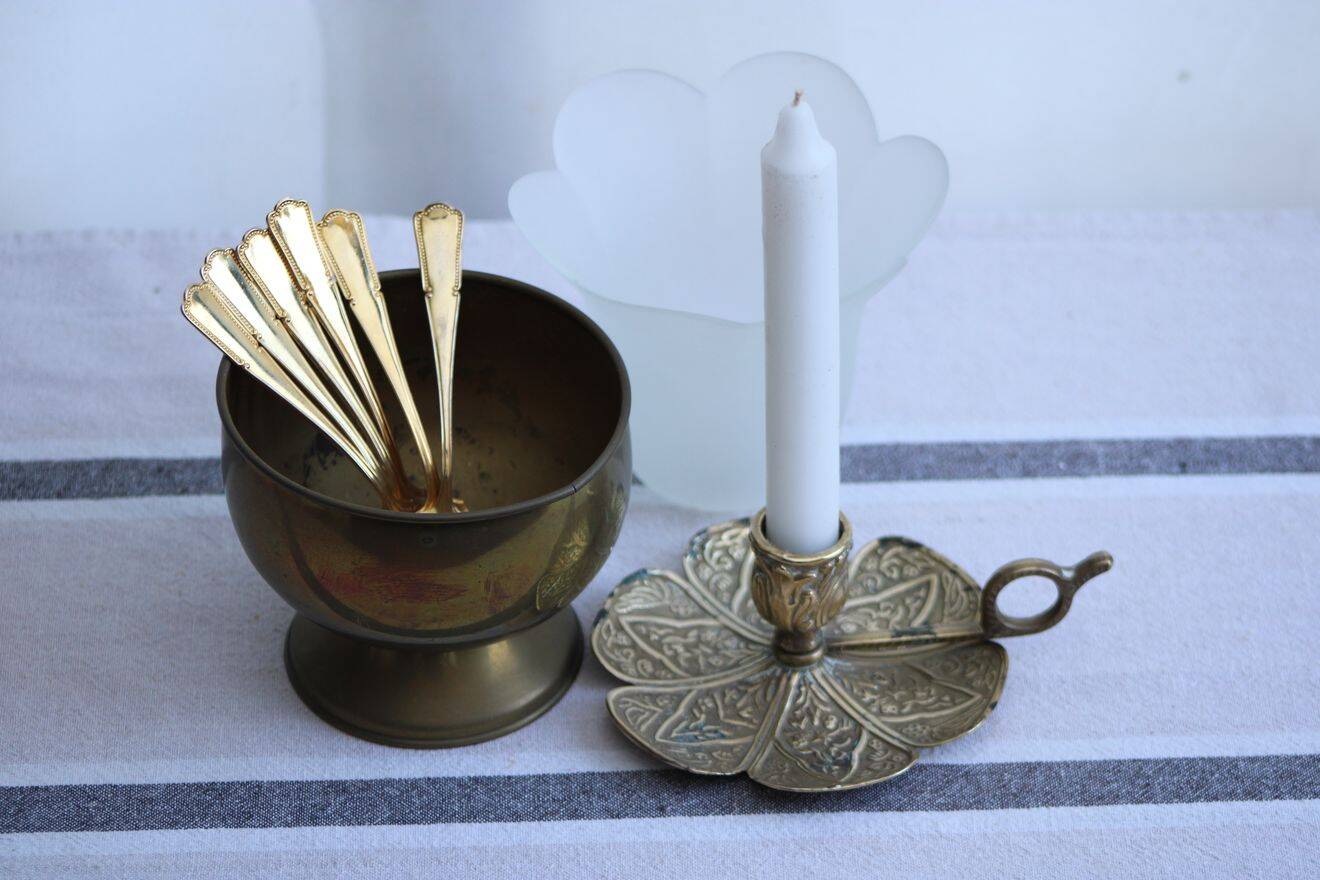 Gold metal candle holder