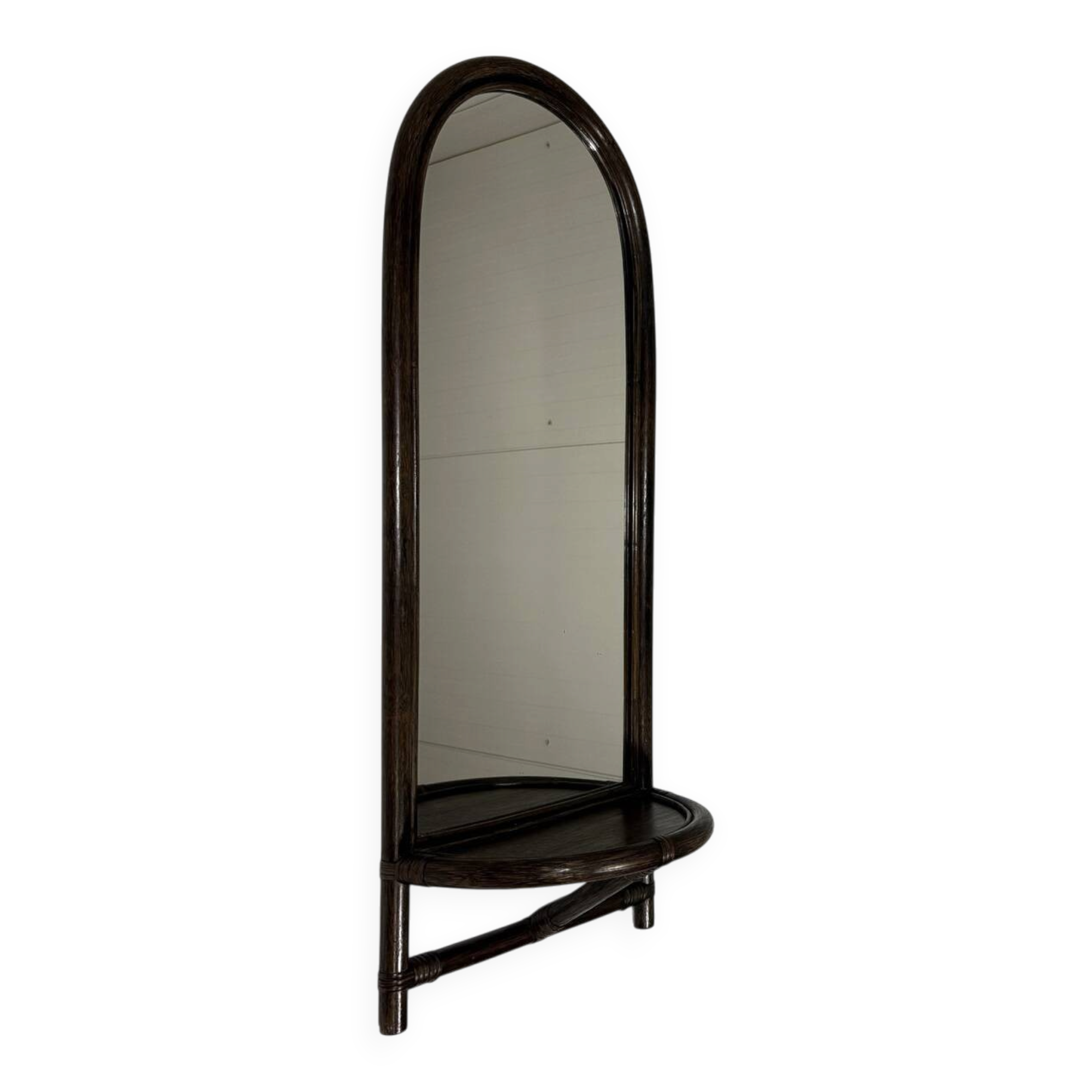 Rattan wall mirror with console table 1970’s