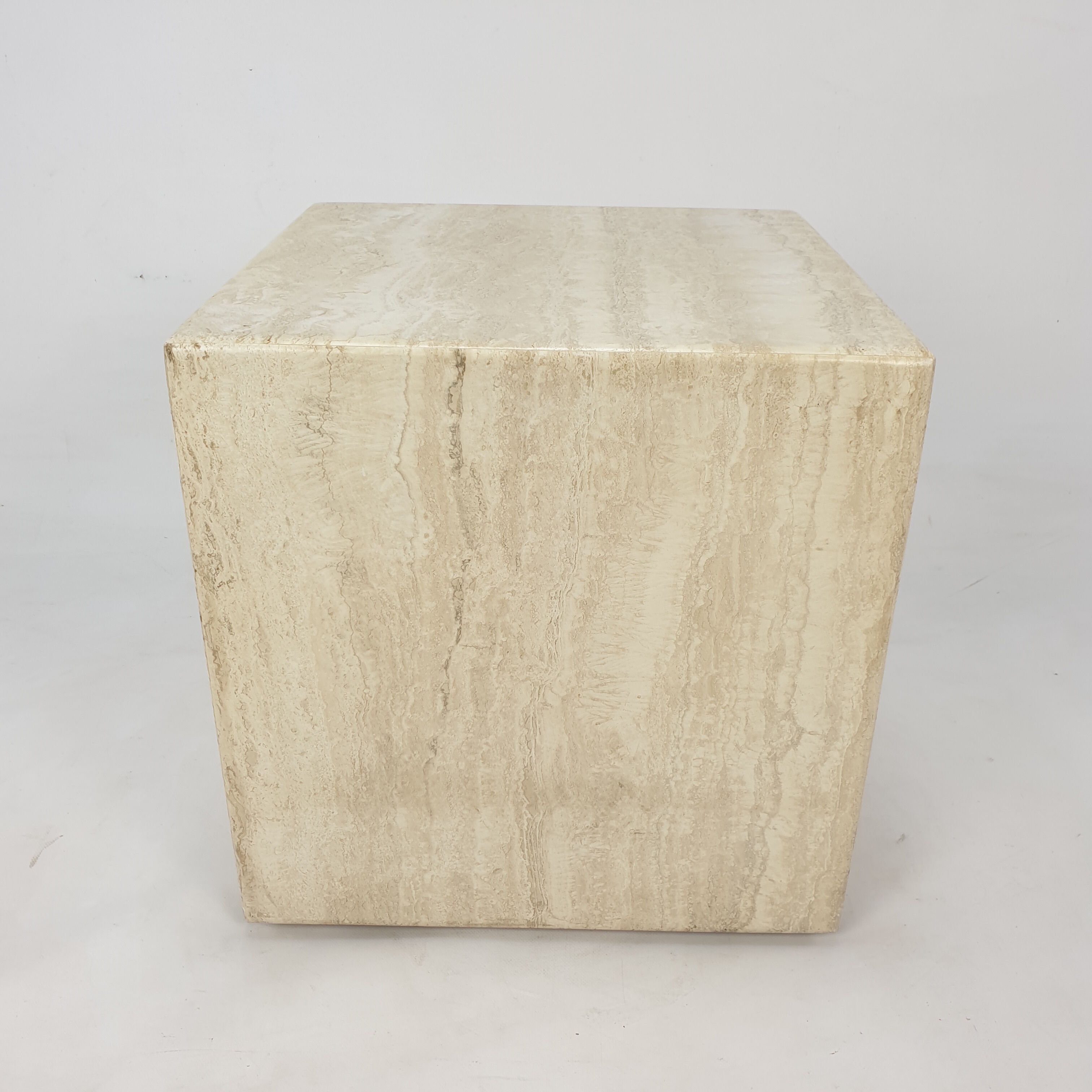 Italian Travertine Side Table, 1980's