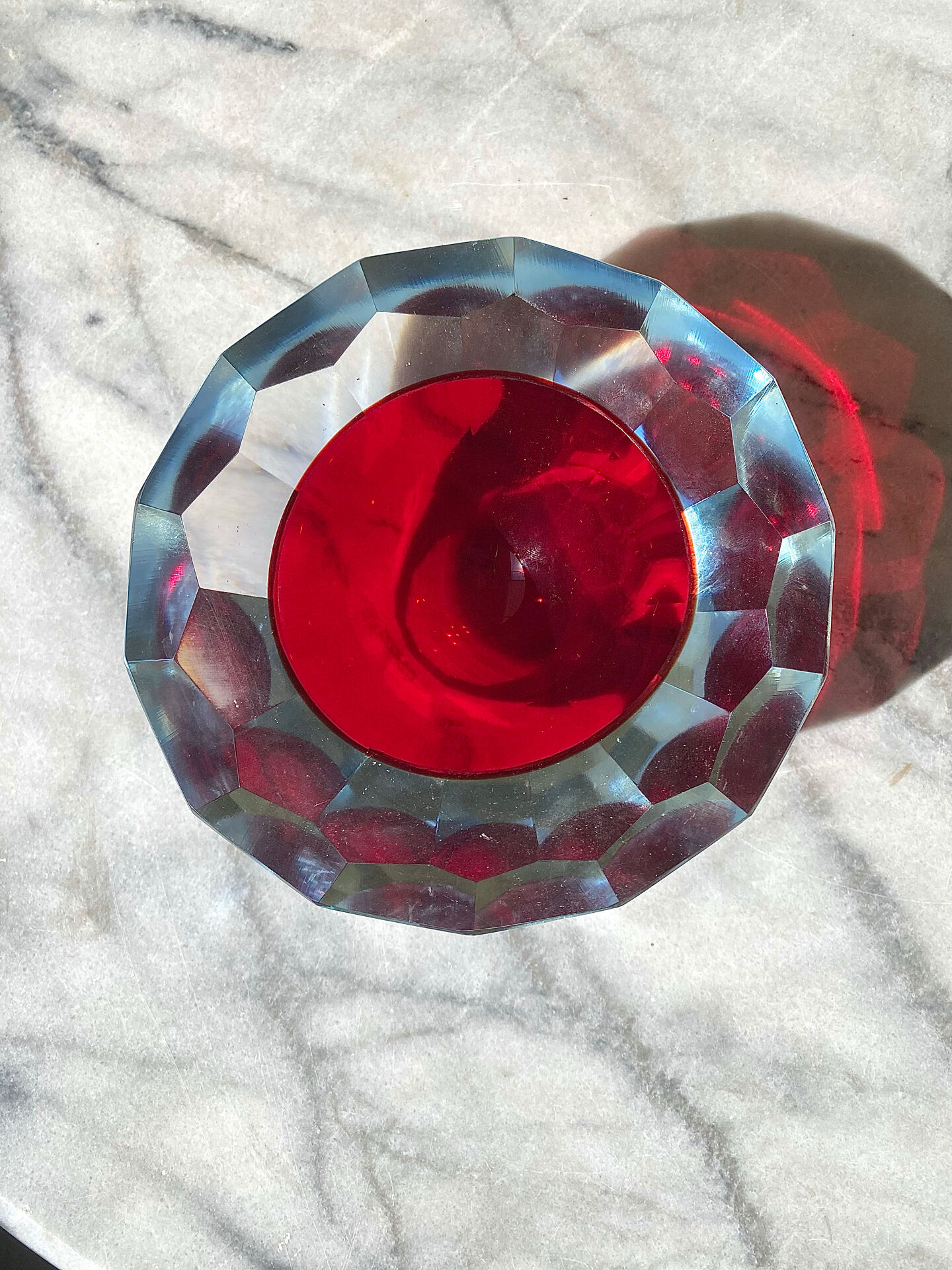 Murano glass geode faceted bowl
