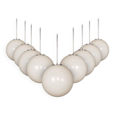 VINTAGE 20thC SET OF NINE LARGE OPAQUE POLYMER GLOBE LIGHTS c.1970