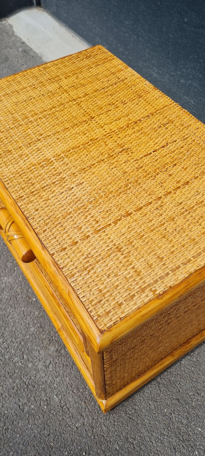 Vintage rattan bedside