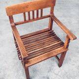 Dutch Modernist Carved Oak Side Chair, 1920s