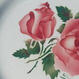 flat plates Digoin Sarreguemines Cibon – red roses decoration – vai