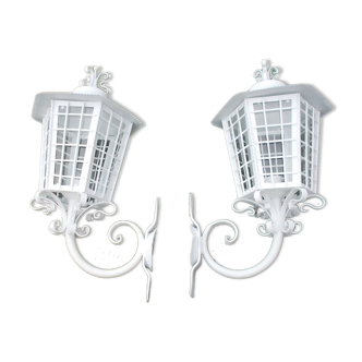 Pair of wrought iron lanterns