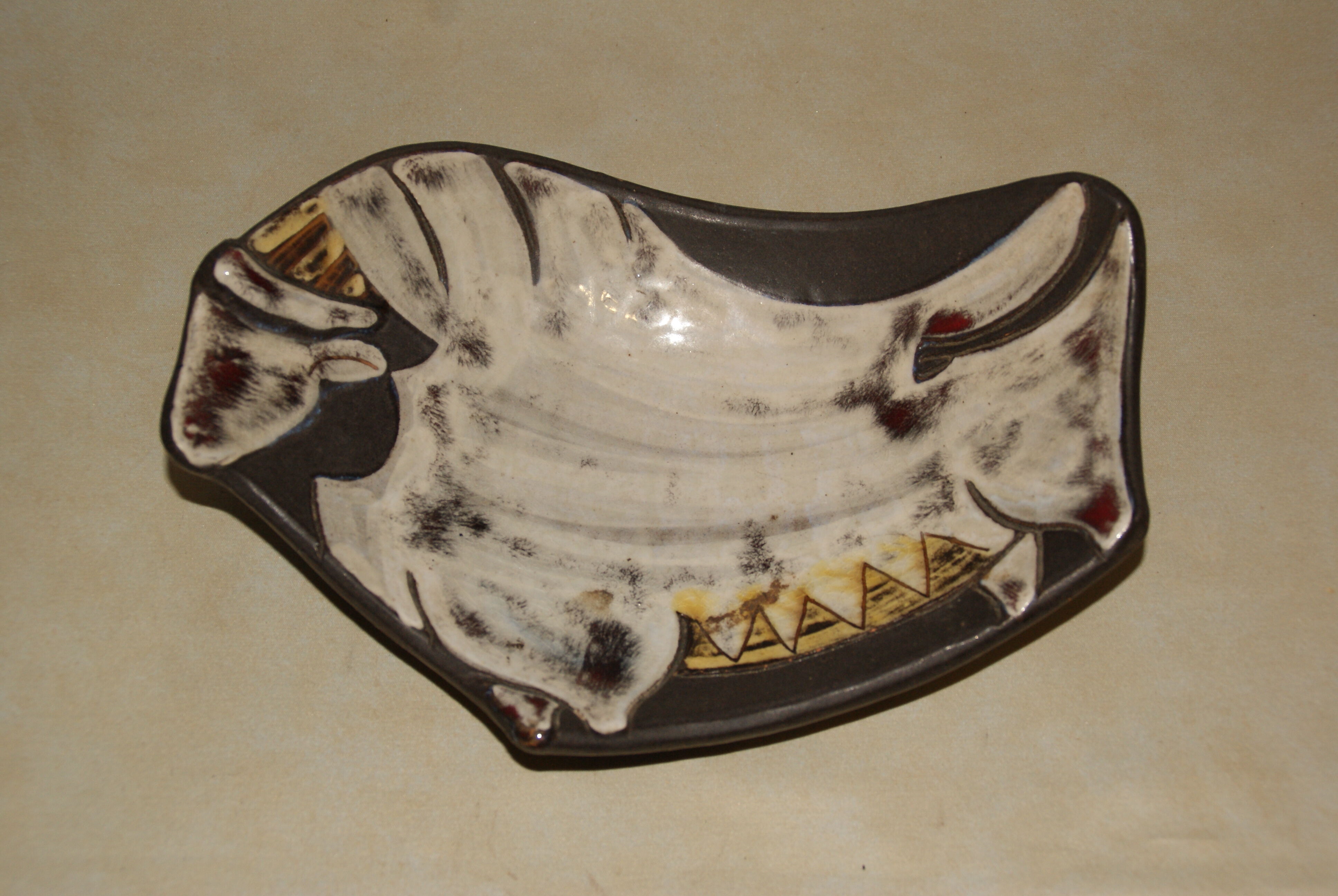 Empty Swiss ceramic pocket KOHLER BIEL pottery alpine pastures cow bell