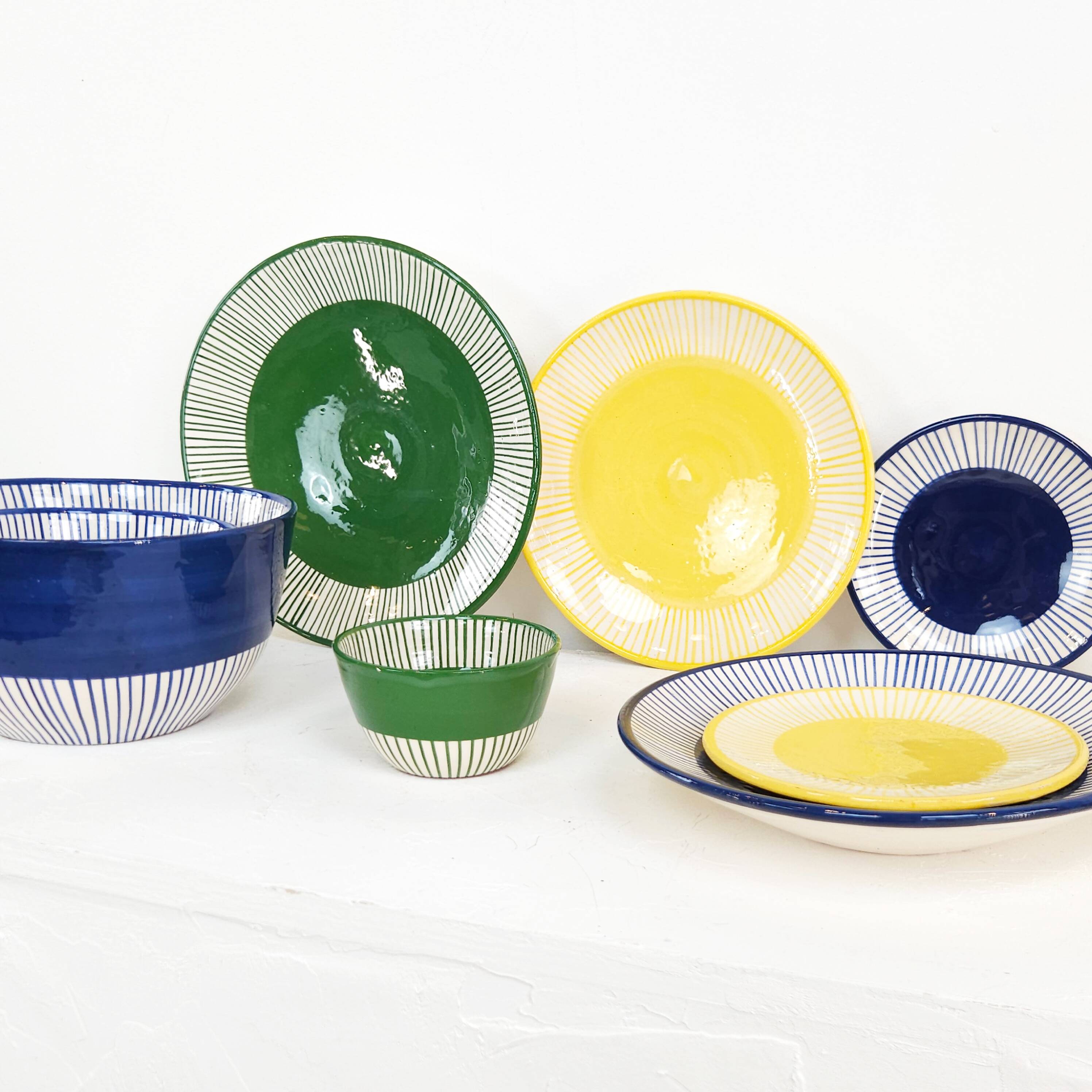 Large bowl - PALM yellow border