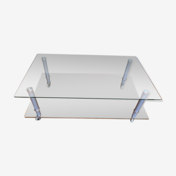 Table basse avec plateaux en verre