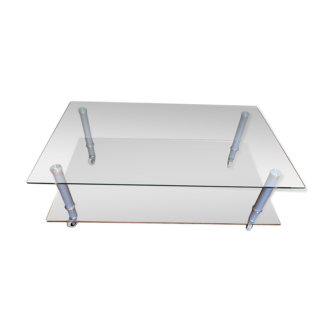 Table basse avec plateaux en verre