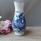 Ceramic Vase Bird Blue Hand-Painted Portugal
