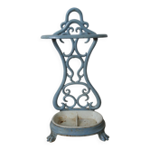 ANTIQUE ENAMELLED BLUE CAST IRON UMBRELLA STAND ART NOUVEAU STYLE