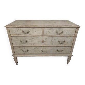 Louis XVI style chest of drawers painted light gray, mid-20th century