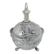 Bonbonnière, drageoir en cristal de bohème, décor de motifs floraux dépolis, pointe de diamant