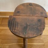 Duo of tripod oak stools