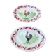 2 oval dishes rooster decorations