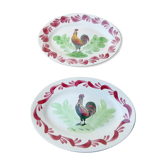 2 oval dishes rooster decorations