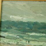 Original vintage oil on panel – ocean landscape