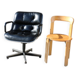 Pollock black leather reclining armchair with fixed ends