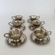 Set of 6 Antique Early 20th Century Silver Plated Coffee Cups With Sau