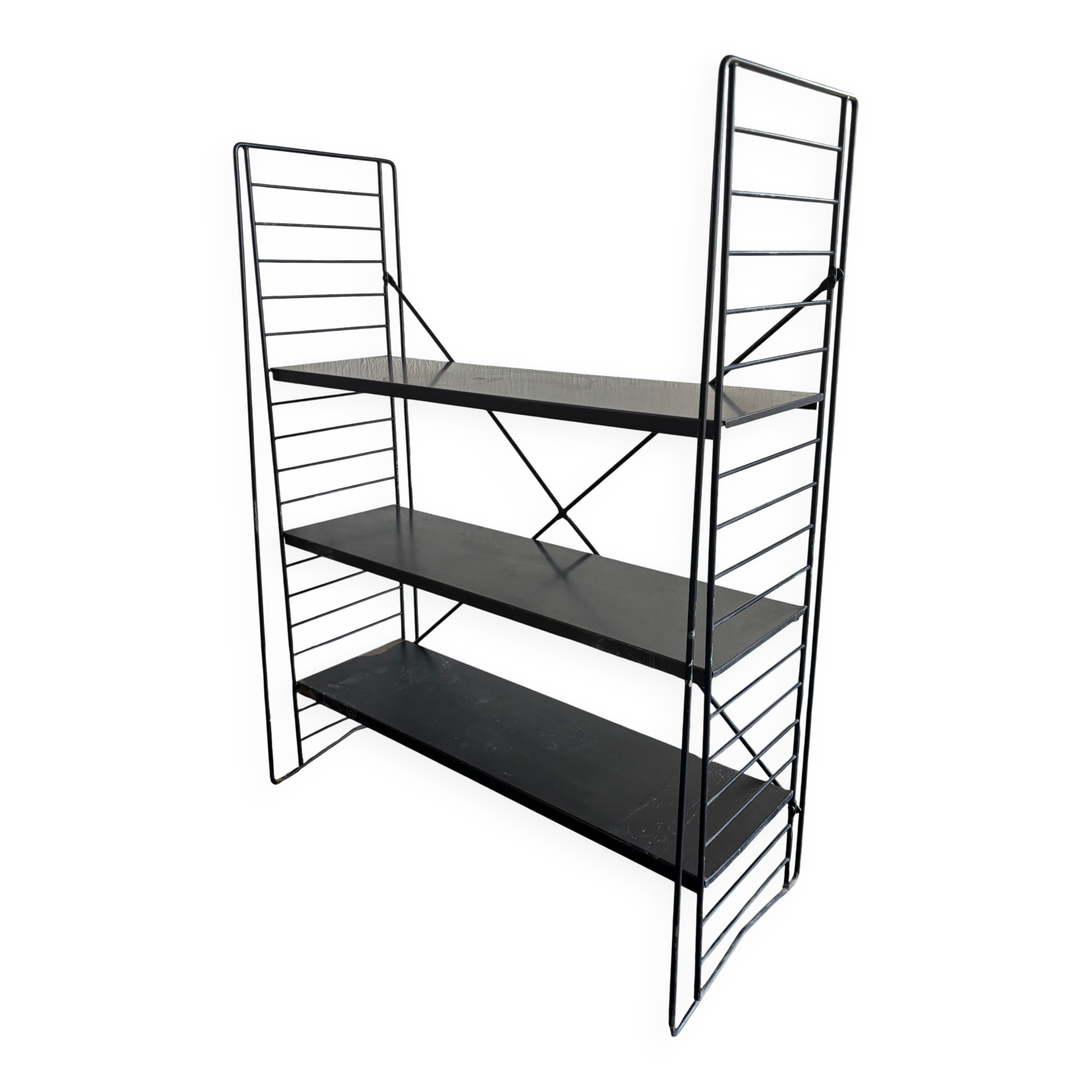 Etagère vintage 1950 tomado sur pieds design A.Dekker noire - 84 x 25 cm