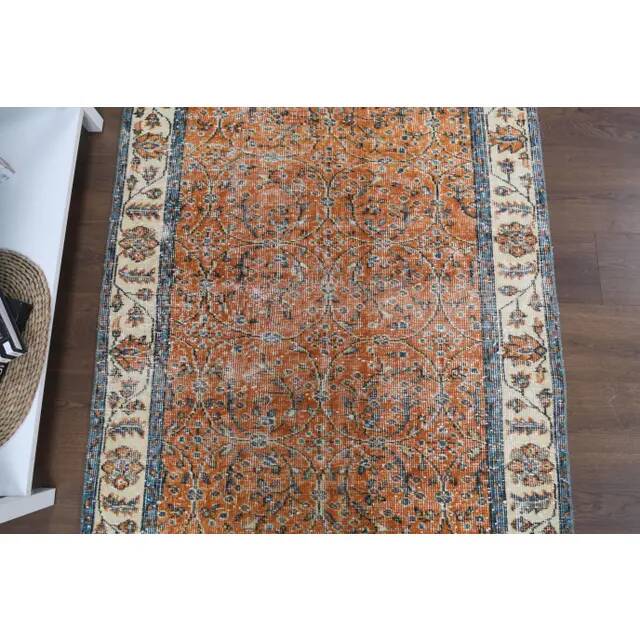 1970s Vintage Turkish Hand-Knotted Area Rug 110x200