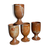 Four potter's mugs turned in vintage light stoneware