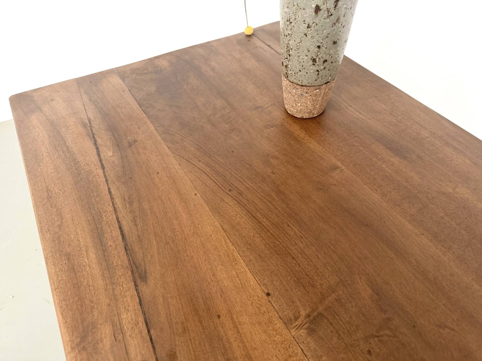 Farm table in solid cherry wood, turned legs, France, around 1900.