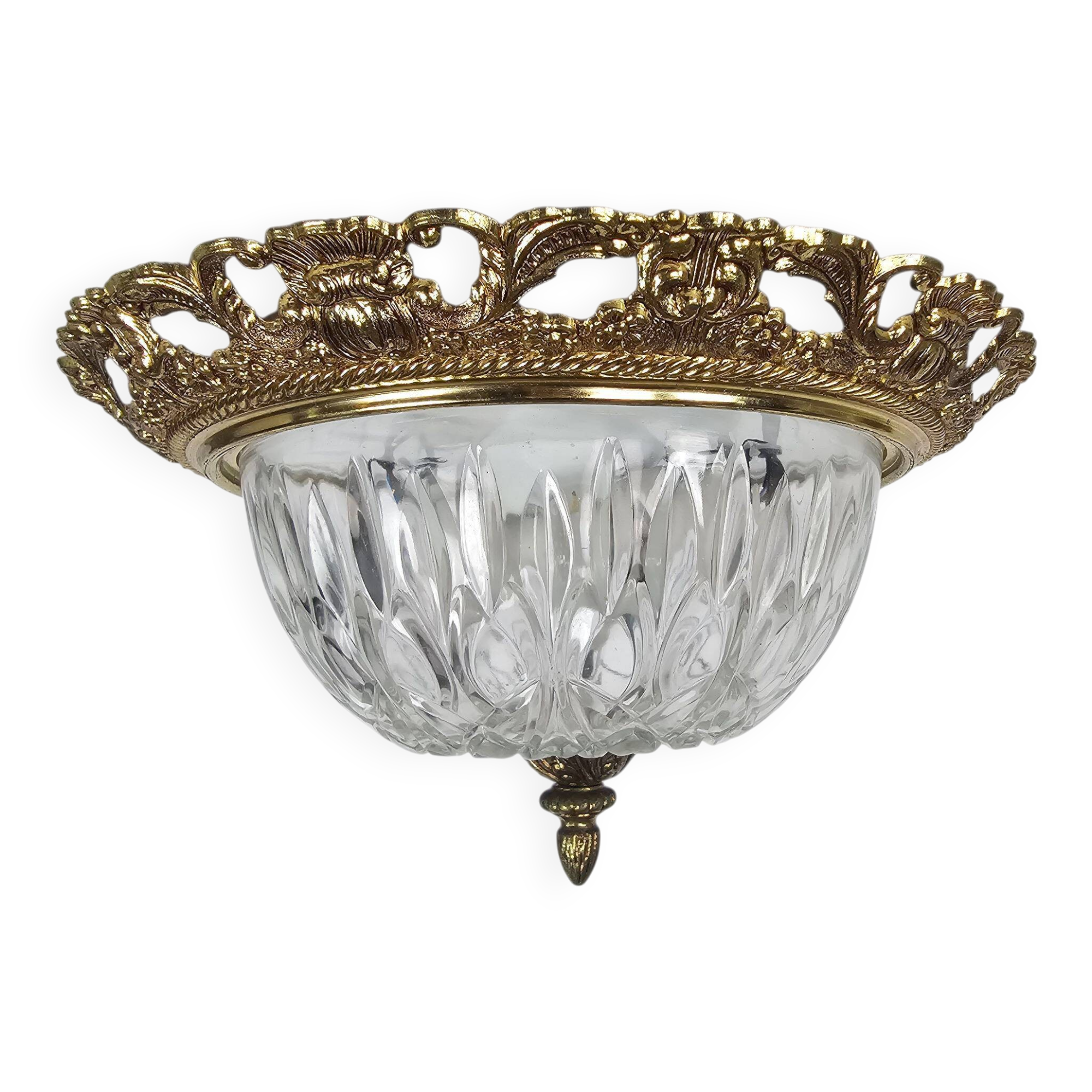 Massif - Style Hollywood Regency - laiton - verre - années 1970