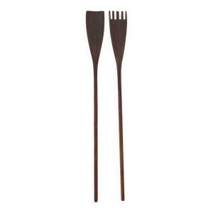 Couverts à salade scandinaves - teck