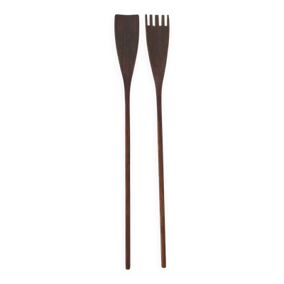 Couverts à salade scandinaves en teck 1960