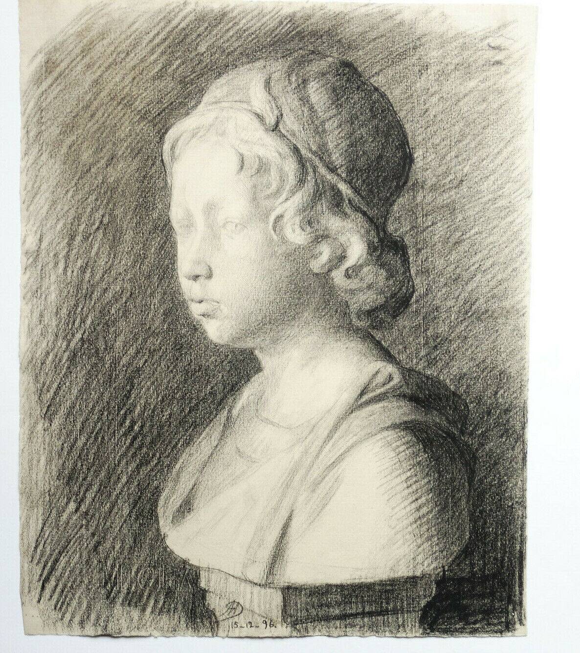Drawing of the bust of a young man by Andrea Della Robbia