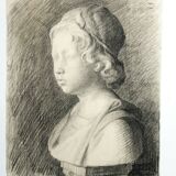 Drawing of the bust of a young man by Andrea Della Robbia