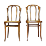 Fake pair of Kohn and Turpe tanned bistro chairs, circa 1900,