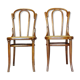 Fake pair of Kohn and Turpe tanned bistro chairs, circa 1900,