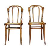 Paire de chaises bistrot cannées Kohn et Turpe vers 1900,