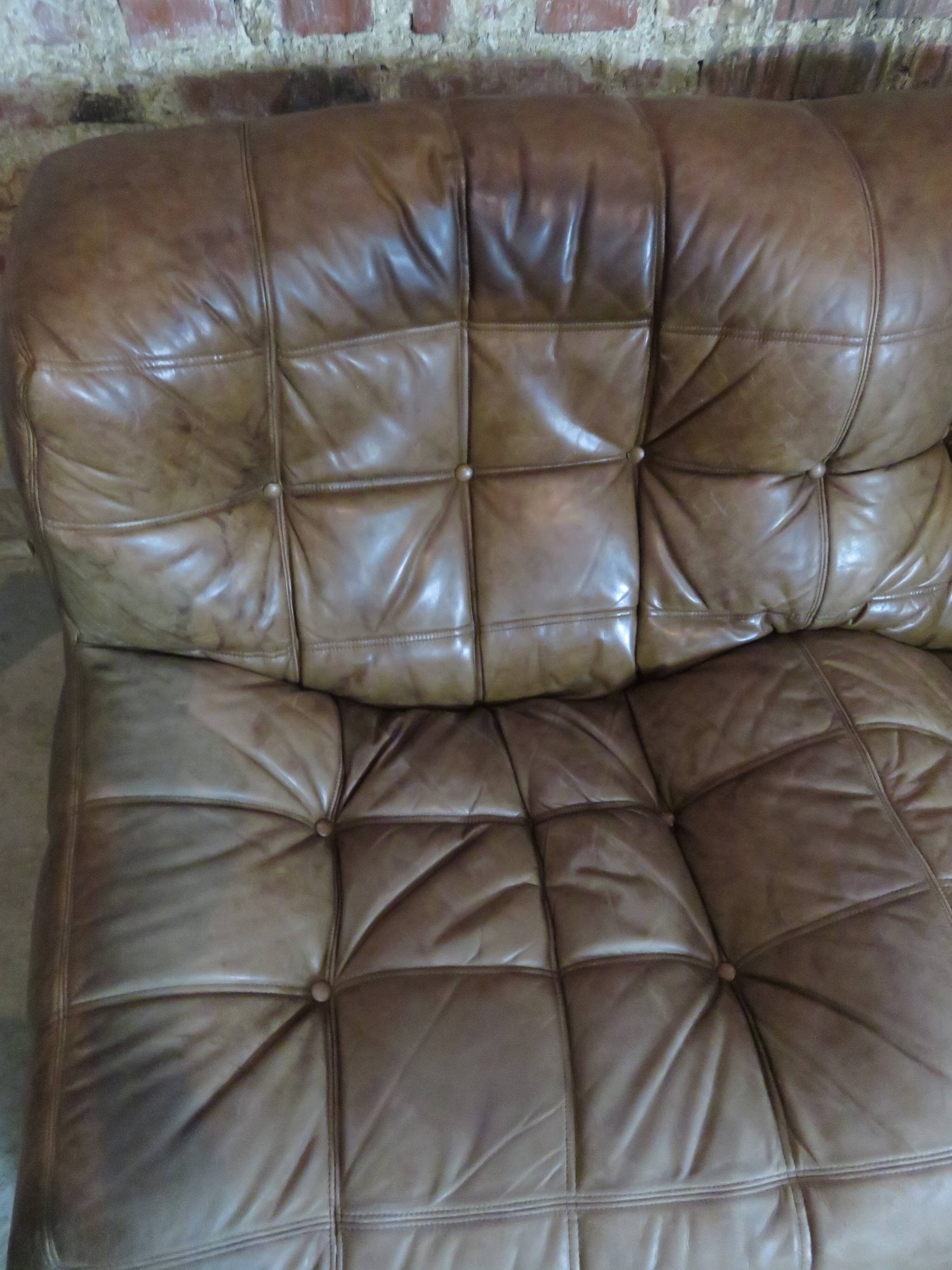 Vintage leather sofa Kashima Ligne Roset by Michel Ducaroy
