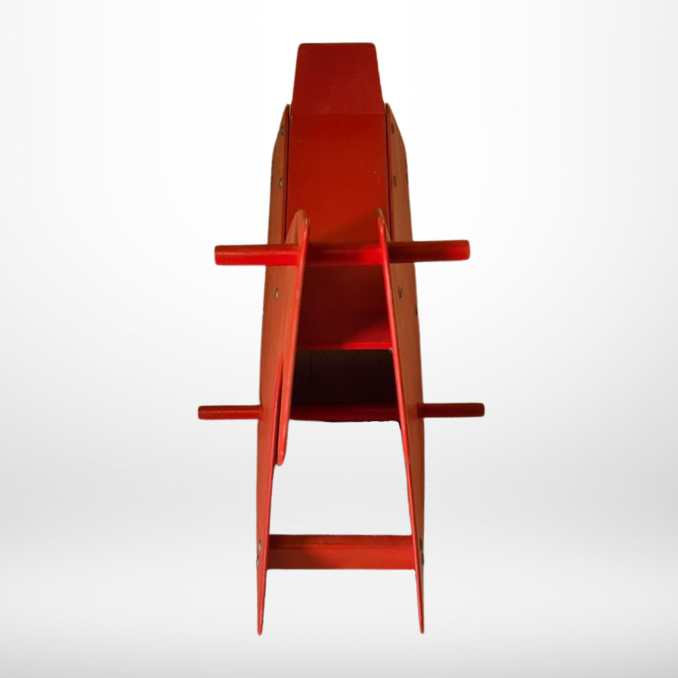 Cheval à bascule en contreplaqué constructiviste rouge, Suisse Années 1960