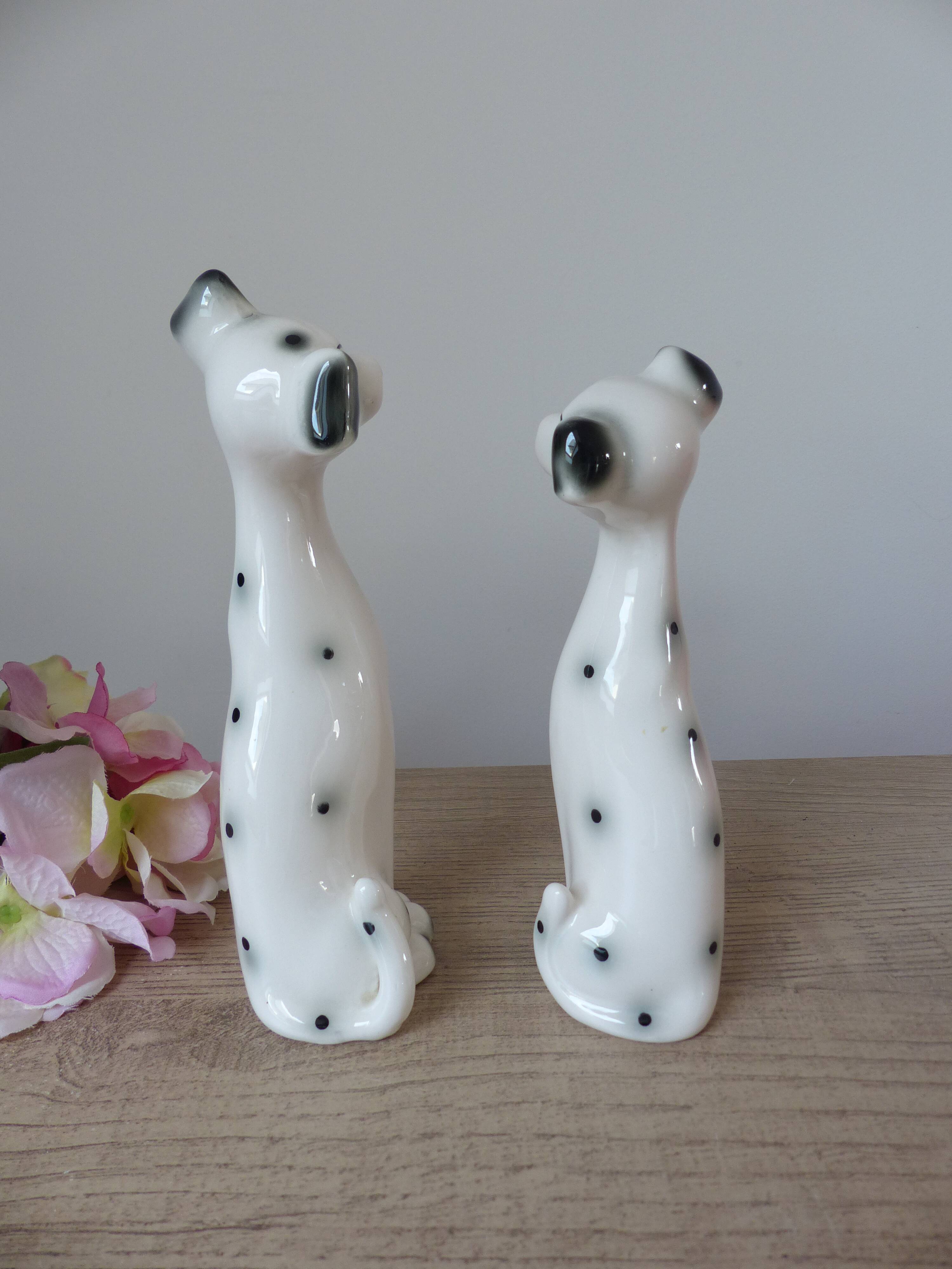 Romantic Dalmatian Dog Couple Ceramic Figurines 1970s