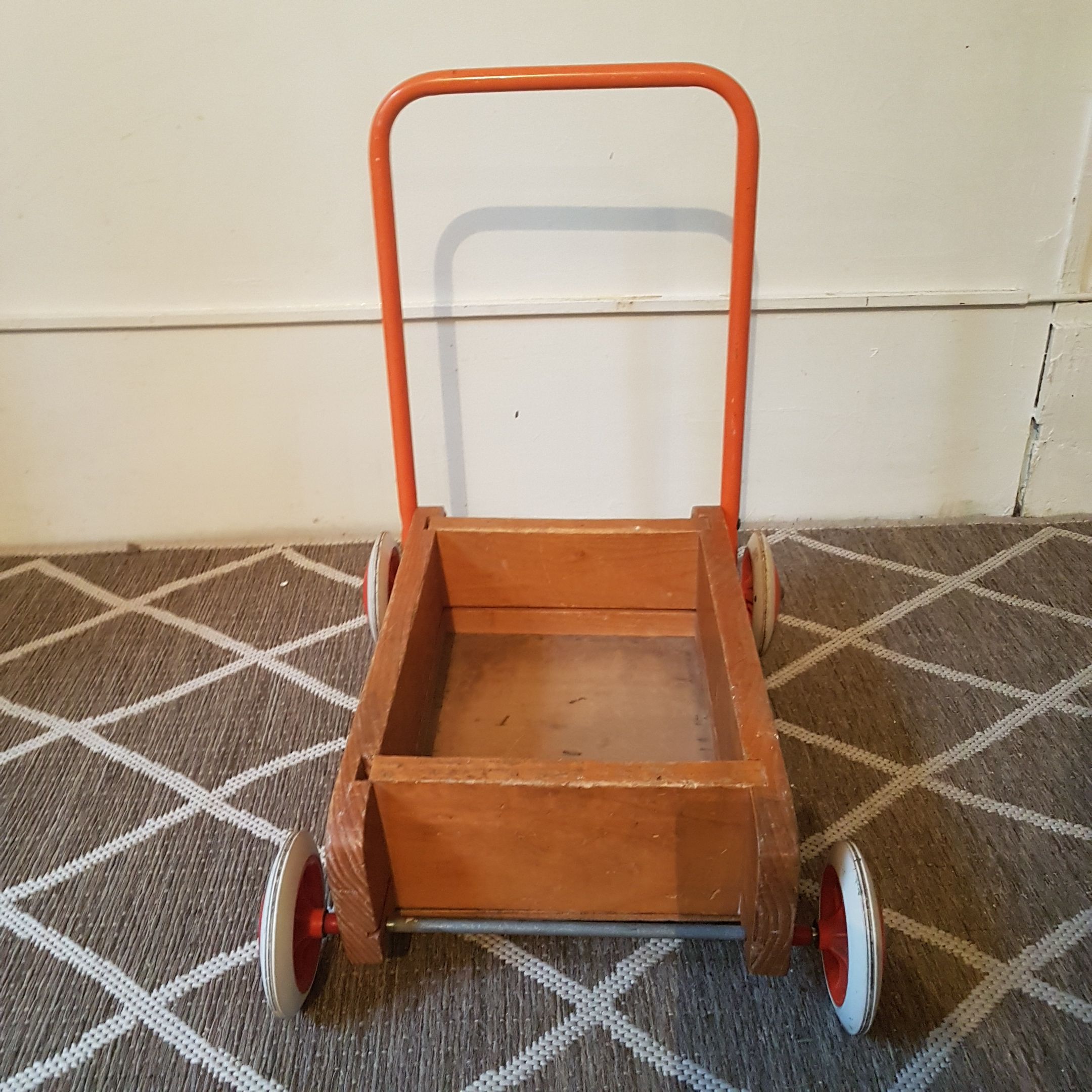 Market toys vintage tray cart wood and orange