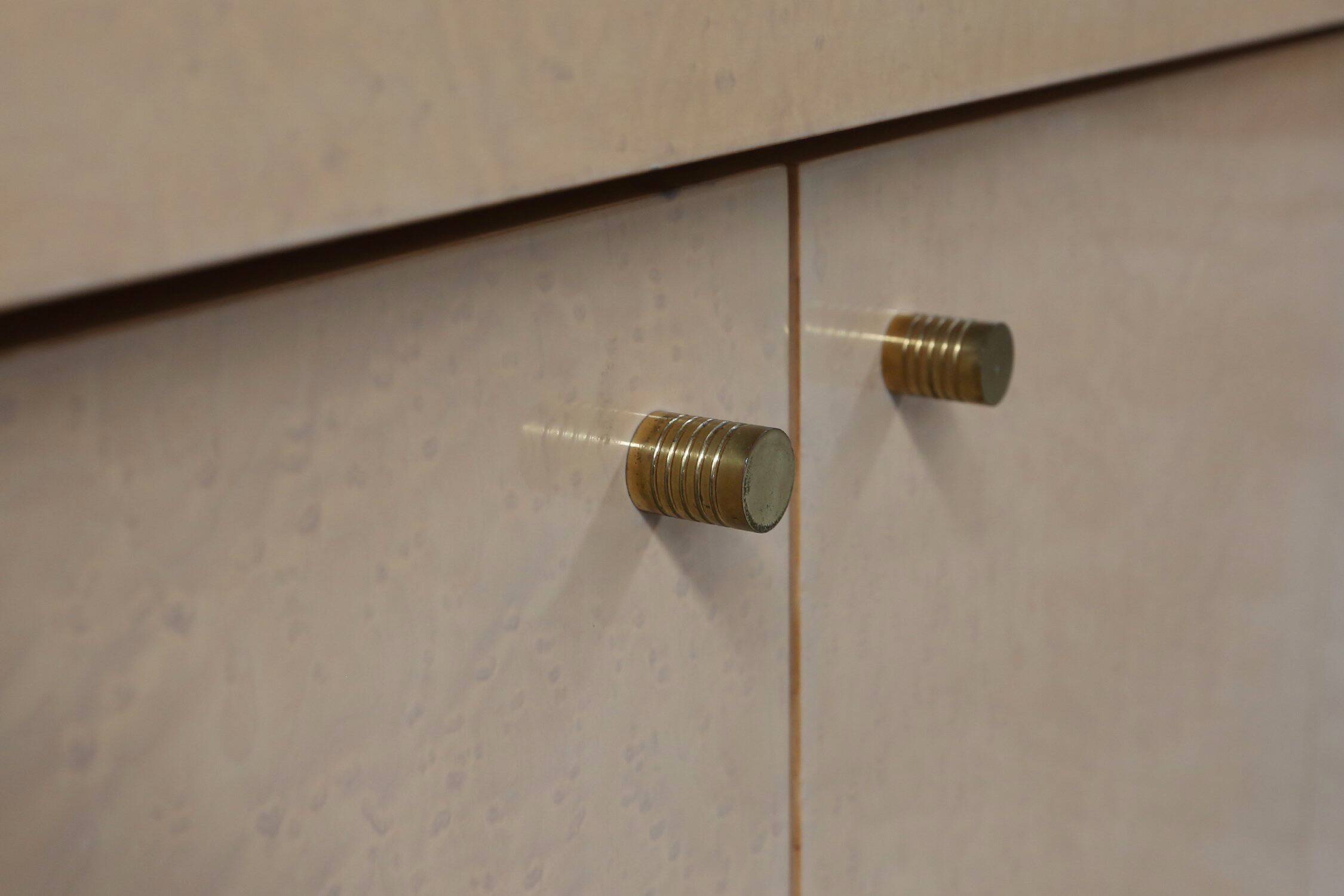 Ivory Lacquer Sideboard in burl wood by Jean Claude Dresse, 1940s