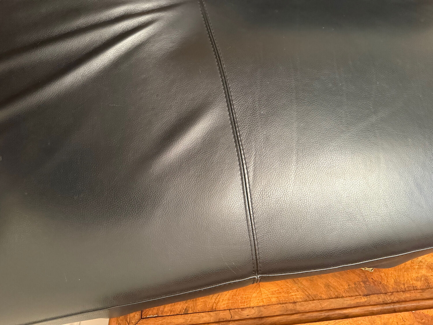 Canapé, cuir noir, Roche Bobois avec méridienne, canapé d’angle