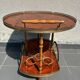 Italian marquetry and brass drinks trolley, mid-20th century