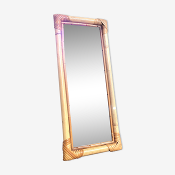 Miroir rectangulaire 20x47cm rotin
