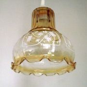 Vintage French signed Vianne amber glass ceiling light with floral decoration 4523