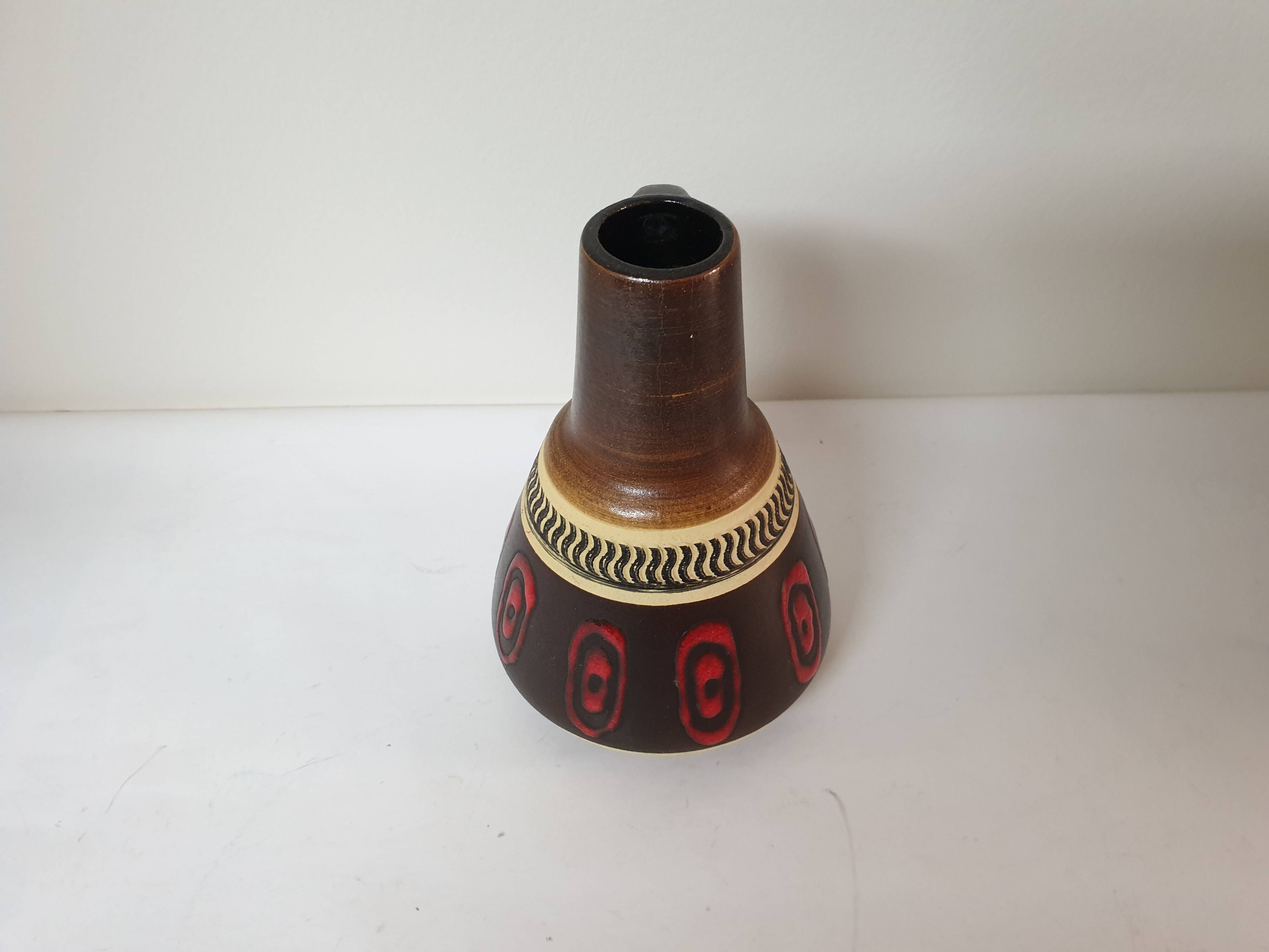 Vase en céramique motif retro années 60's  70's signé Germany