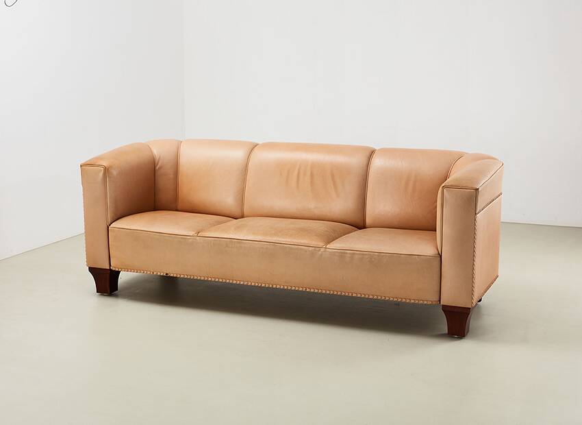 Josef Hoffmann Palais Stoclet Leather Sofa for Wittmann Austria 1905/1990s