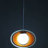 Suspension italienne orange et blanche des années 1970 — Sculpture moderne de l'ère spatiale