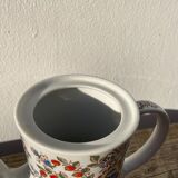 White hand-painted porcelain teapot with flowers Poland 1970s