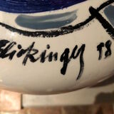 Signed faience lamp foot
